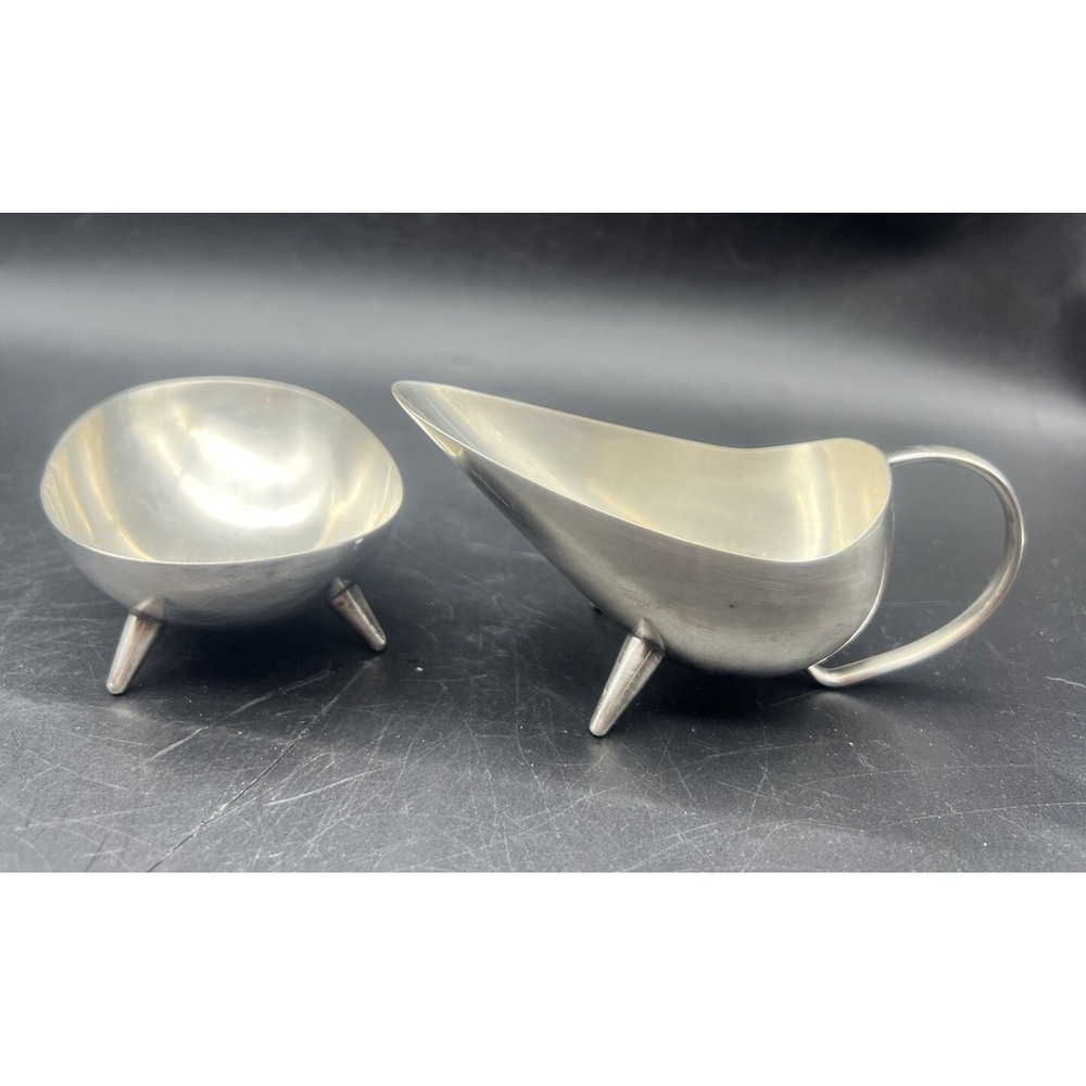 Vintage MCM Silver Plated Creamer & Open Sugar Bowl Kurt Mayer for WMF 1950